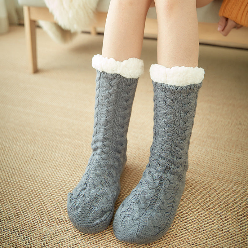 Casual Plus Velvet Mid-tube Ladies Snow Slippers Carpet Socks