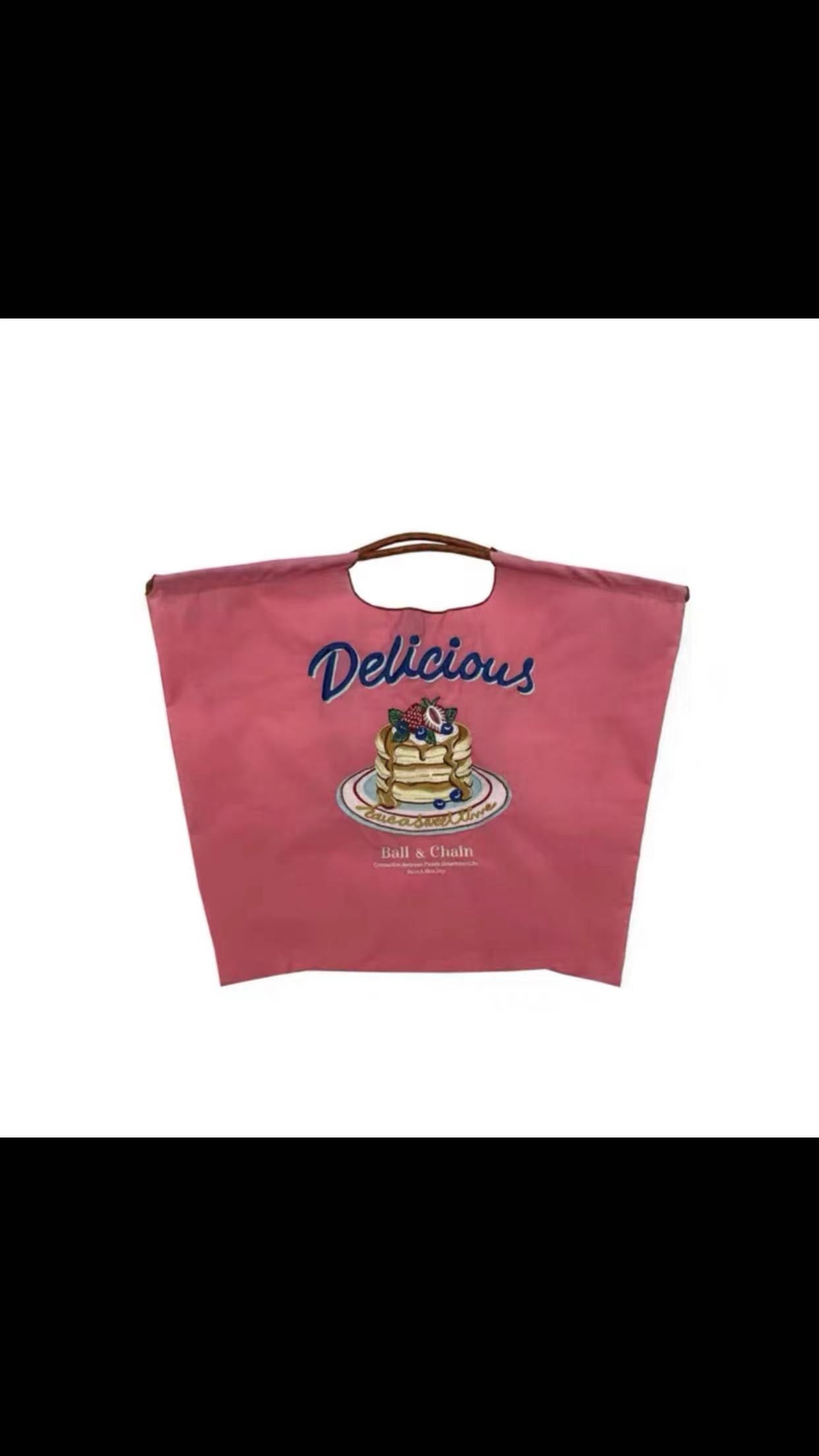 Ball Chain Embroidered Shopping Nylon Tote Bag