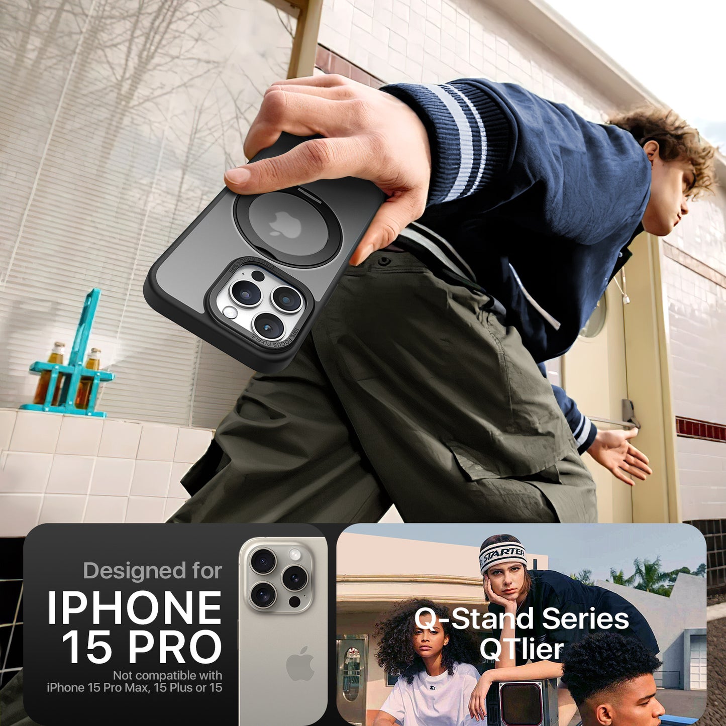 Rotatable Ring Stand Case , Compatible With MagSafe, Raised Camera Frame Kickstand Case