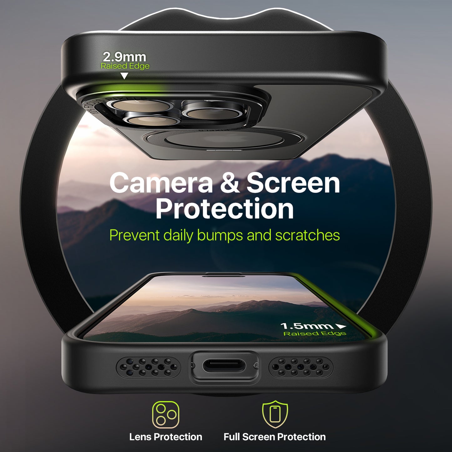 Rotatable Ring Stand Case , Compatible With MagSafe, Raised Camera Frame Kickstand Case