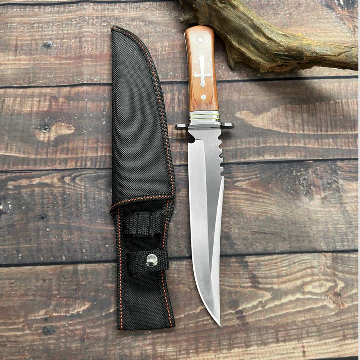 [Stainless Steel] Sharp Stainless Steel Fixed Blade Hunting Knife | Stainless Steel | ABS Anti-Slip and Labor-Saving Handle, Convenient Nylon Sheath | Hunting, Fishing, Hiking, Wilderness Survival, Tactical | Outdoor, Multifunctional
