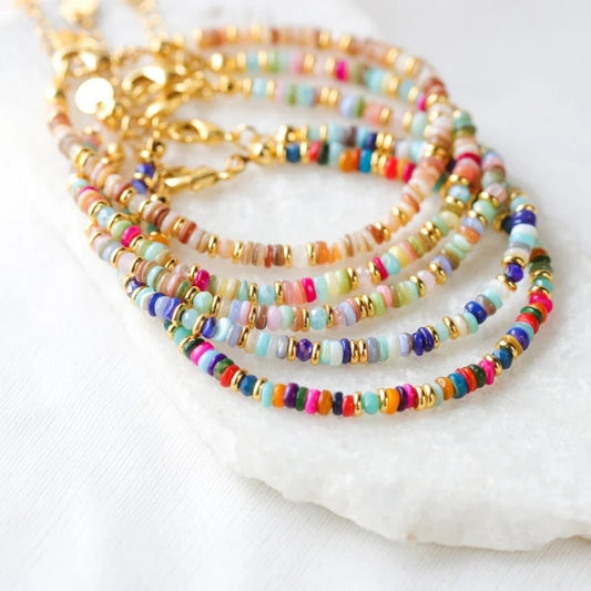 Colorful Natural Shell Hand-woven Beads Retro Twin