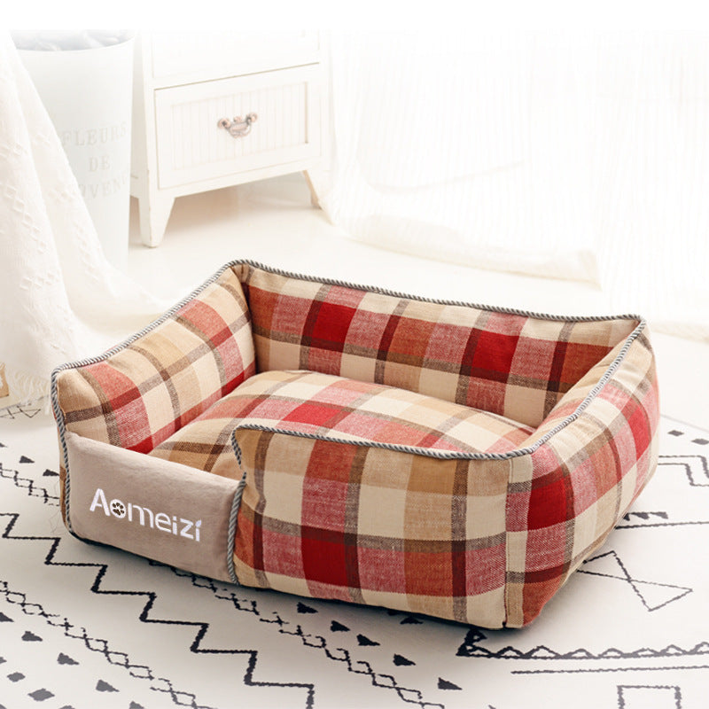 Pet Household Cat And Dog Kennel Sleeping Removable And Washable Mat Plus Velvet