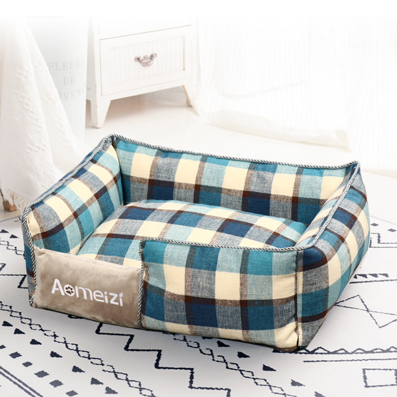 Pet Household Cat And Dog Kennel Sleeping Removable And Washable Mat Plus Velvet