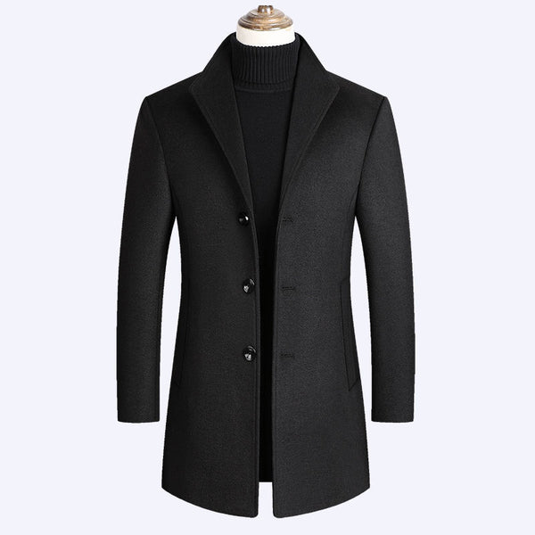 Business Casual Plus Cotton Wool Coat Men's Woolen Trench Coat