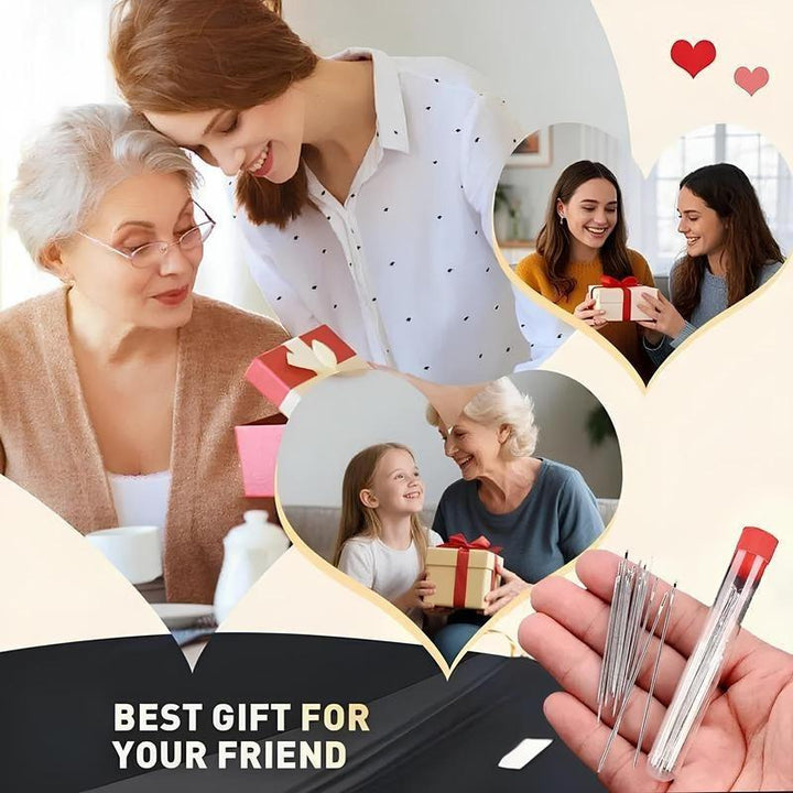 34PCS Big Eye Steel Needles Set -Sturdy & Durable- Easy-Thread Big Eye Hand Needles for Mending Quilting & Embroidery All-Purpose Sewing Kit with Thread Spools and Accessories