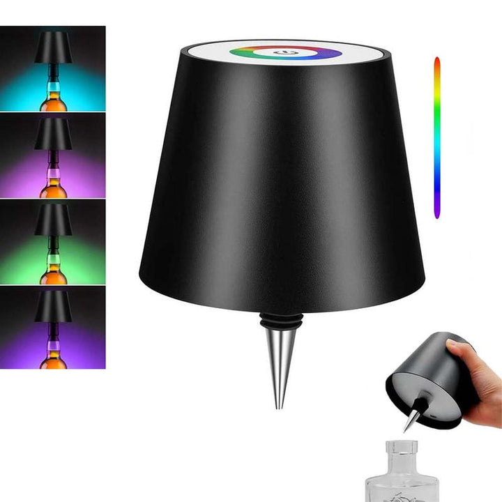 New Wireless Bottle Lamp - LED Bottle Lights for Liquor & Wine Bottles, Cordless Lampshade, Whiskey Bottle Top Light, Bottle Stopper Night Light Kit, Rechargeable 3-Tone Touch-Dimmable