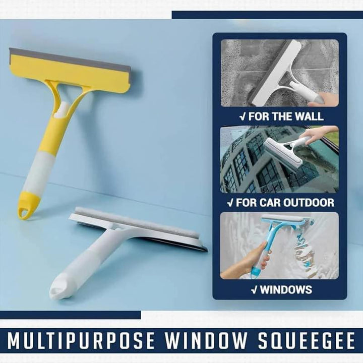 3 in 1 Window Cleaning Scraper, 2025 New Squeegee for Shower Glass, 3 in 1 Spray Function for Glass Doors for Windows Glass, Mirrors Scraper, Brush. All-Purpose Window Cleaner Tool