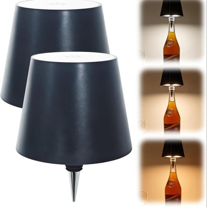 New Wireless Bottle Lamp - LED Bottle Lights for Liquor & Wine Bottles, Cordless Lampshade, Whiskey Bottle Top Light, Bottle Stopper Night Light Kit, Rechargeable 3-Tone Touch-Dimmable