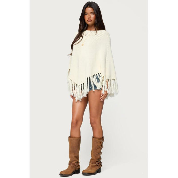 Kamila Fringe Knit Poncho