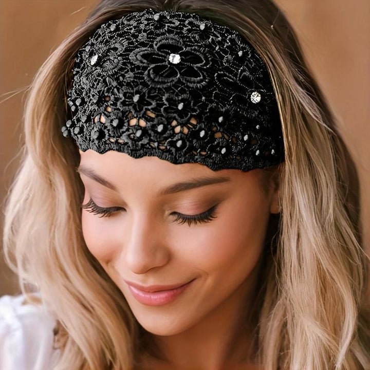 3Pcs Set Elegant Floral Beaded Wide Headbands for Women - Fashionable Hair Accessories, Perfect for Casual Attire