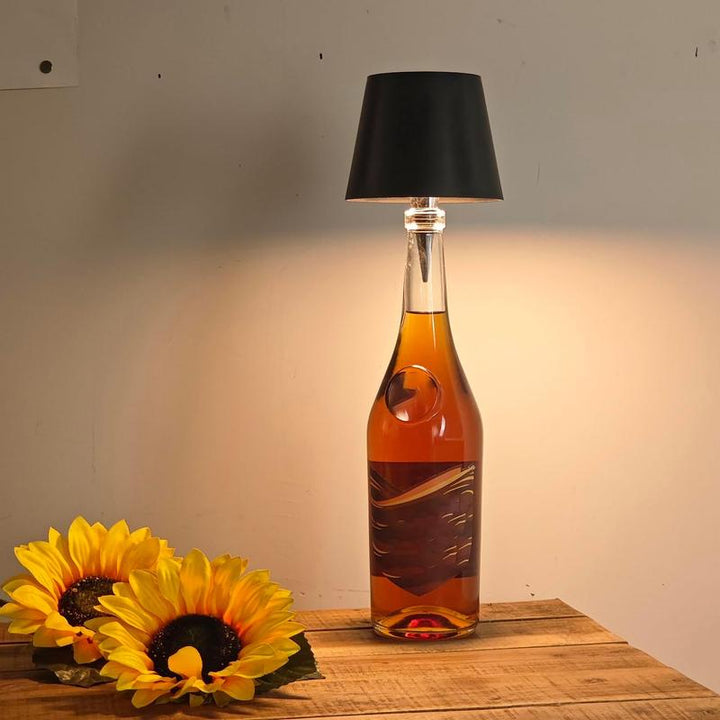 New Wireless Bottle Lamp - LED Bottle Lights for Liquor & Wine Bottles, Cordless Lampshade, Whiskey Bottle Top Light, Bottle Stopper Night Light Kit, Rechargeable 3-Tone Touch-Dimmable