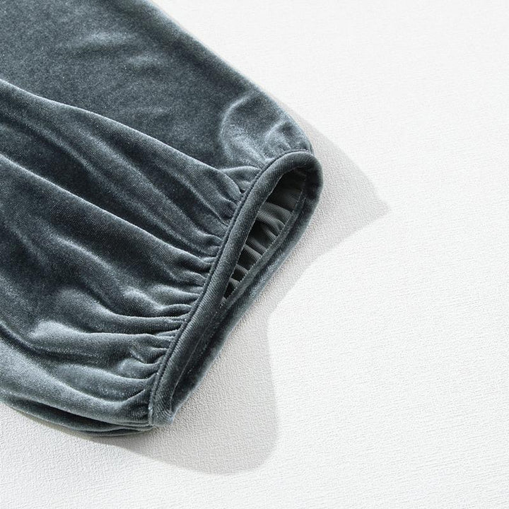 Asvivid Women Fall Fashion 3/4 Sleeve Button Front Velvet Tunic Babydoll Top | Perfect for Christmas Holiday Season