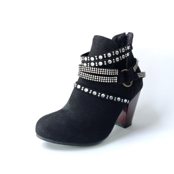 New Fashion Belt Buckle Rivet Rhinestone Ladies Short Boots