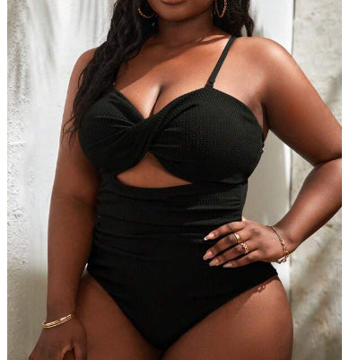 Women's Plus Size One-piece Bikini Solid Color Breathable Swimsuit