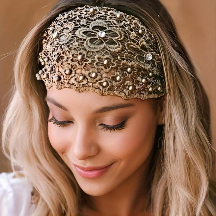 3Pcs Set Elegant Floral Beaded Wide Headbands for Women - Fashionable Hair Accessories, Perfect for Casual Attire