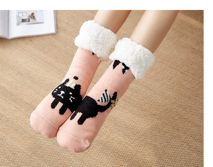 Casual Plus Velvet Mid-tube Ladies Snow Slippers Carpet Socks