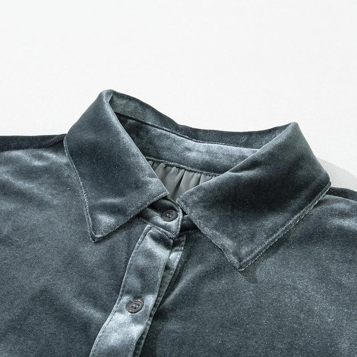 Asvivid Women Fall Fashion 3/4 Sleeve Button Front Velvet Tunic Babydoll Top | Perfect for Christmas Holiday Season