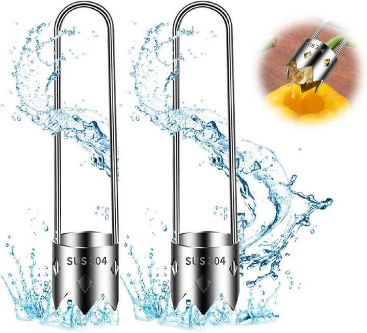 2 Pcs Fruit and Vegetable Corer Tool, Red Bell Pepper Seed Corer, Stainless Steel Fruite Corer, Universal Core Remover with Ergonomic Handle, for Vegetables Fruit Corer Kitchen Gadget