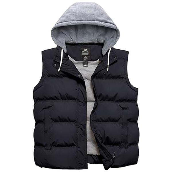 Women'S plus Size Windproof Puffer Vest Quilted Winter Vest Thicken Jacket with Detachable Hood Womenswear Tops Comfort Hoodie Lady Underwear Lady Fall Coat Winter Coat Outerwear Basic