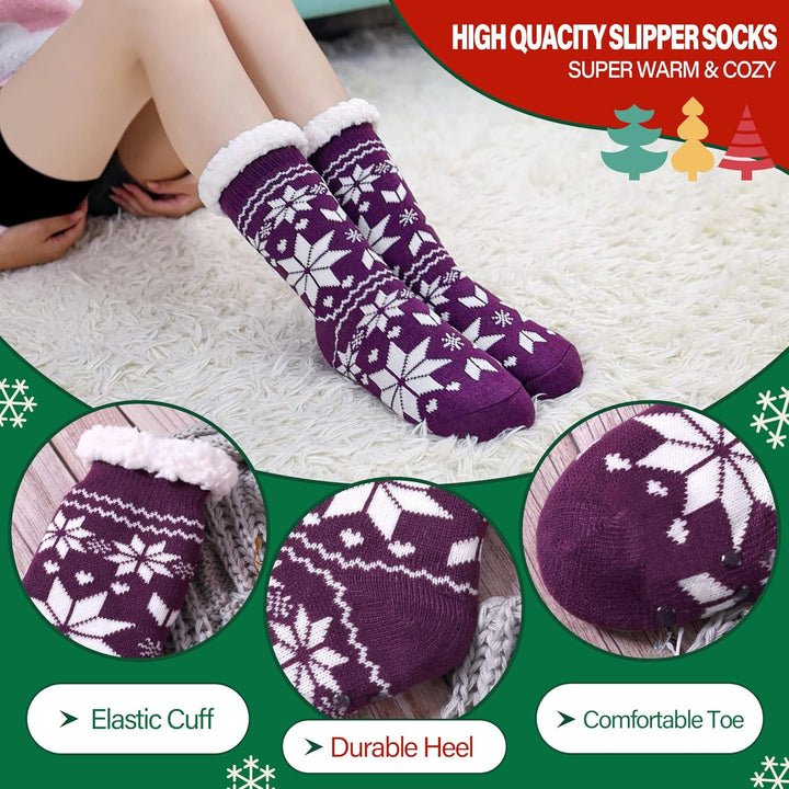 Womens Slipper Fuzzy Socks Non Slip Winter Warm Soft Fluffy Cozy Fleece Lining Home Socks