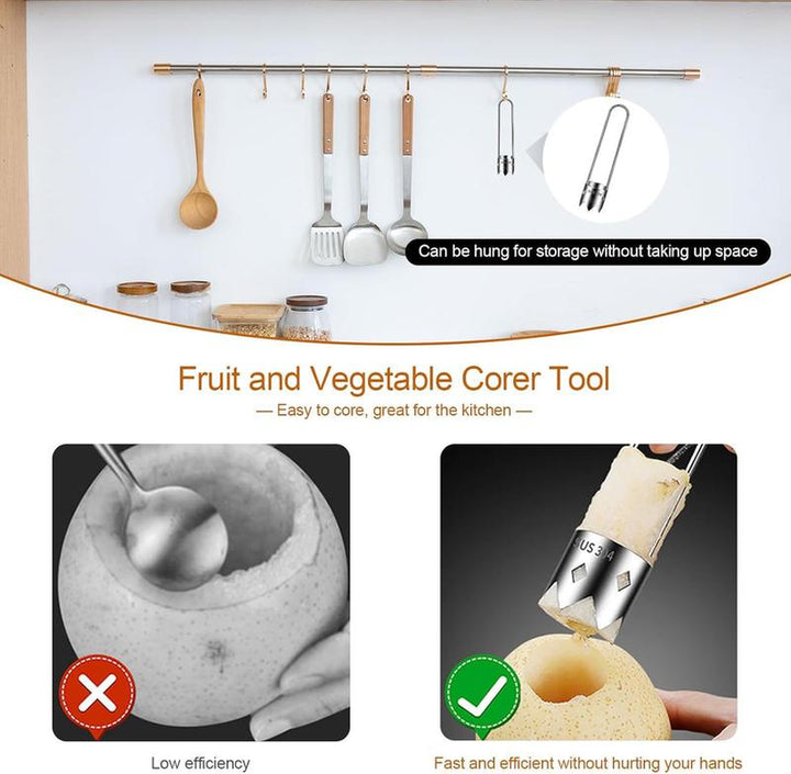 2 Pcs Fruit and Vegetable Corer Tool, Red Bell Pepper Seed Corer, Stainless Steel Fruite Corer, Universal Core Remover with Ergonomic Handle, for Vegetables Fruit Corer Kitchen Gadget