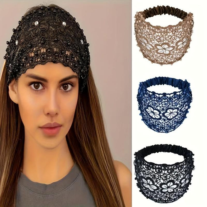 3Pcs Set Elegant Floral Beaded Wide Headbands for Women - Fashionable Hair Accessories, Perfect for Casual Attire