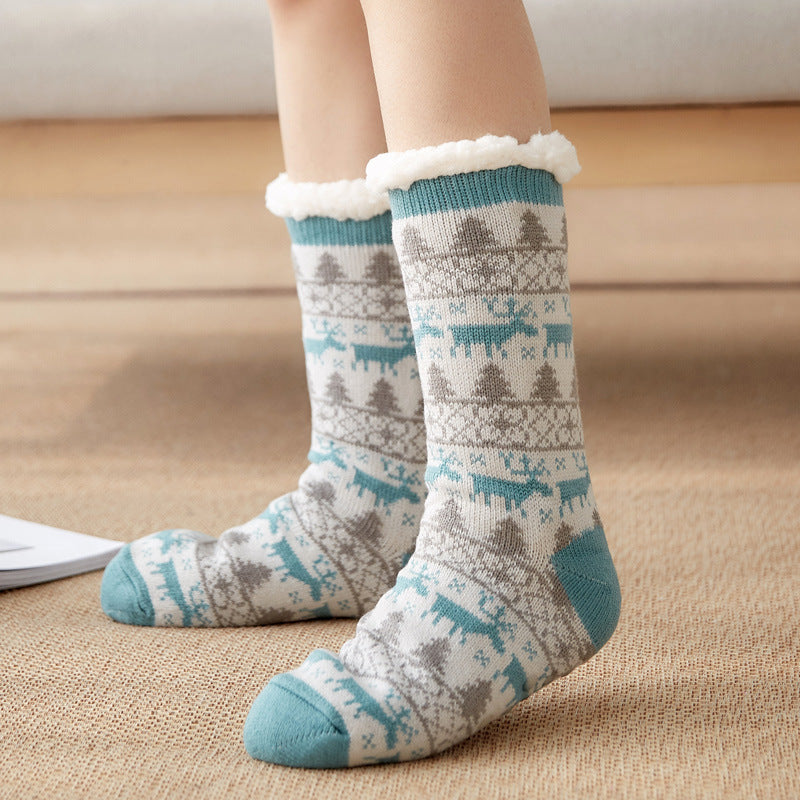 Casual Plus Velvet Mid-tube Ladies Snow Slippers Carpet Socks