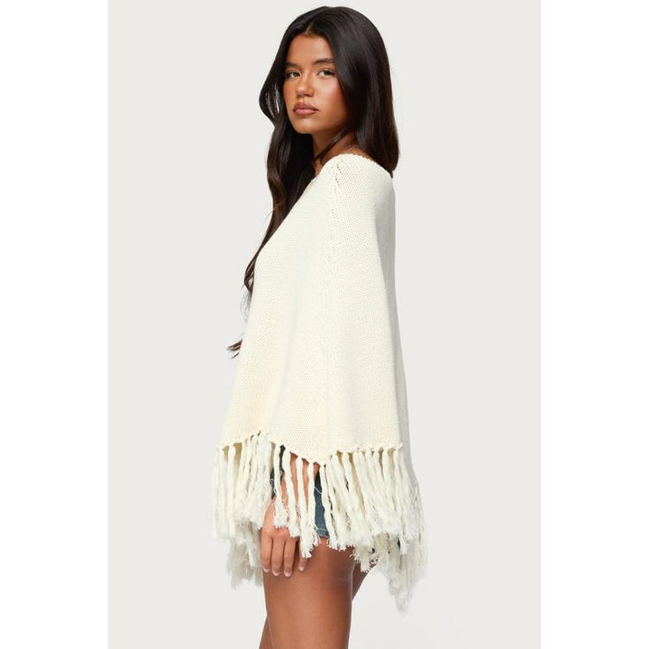 Kamila Fringe Knit Poncho