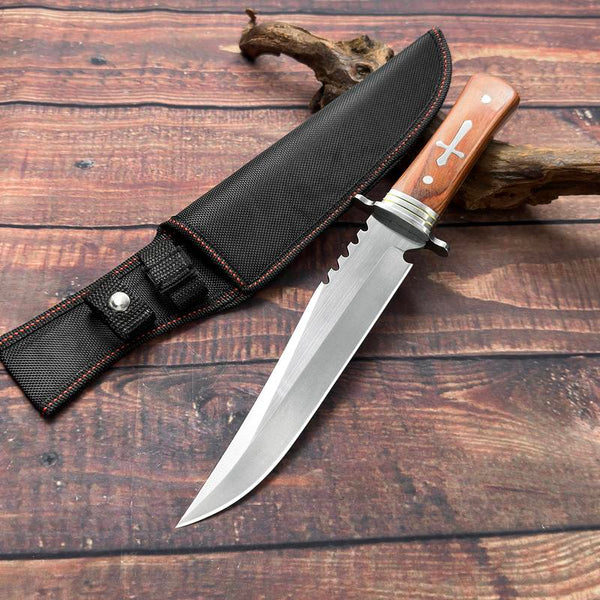 [Stainless Steel] Sharp Stainless Steel Fixed Blade Hunting Knife | Stainless Steel | ABS Anti-Slip and Labor-Saving Handle, Convenient Nylon Sheath | Hunting, Fishing, Hiking, Wilderness Survival, Tactical | Outdoor, Multifunctional