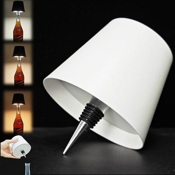 New Wireless Bottle Lamp - LED Bottle Lights for Liquor & Wine Bottles, Cordless Lampshade, Whiskey Bottle Top Light, Bottle Stopper Night Light Kit, Rechargeable 3-Tone Touch-Dimmable